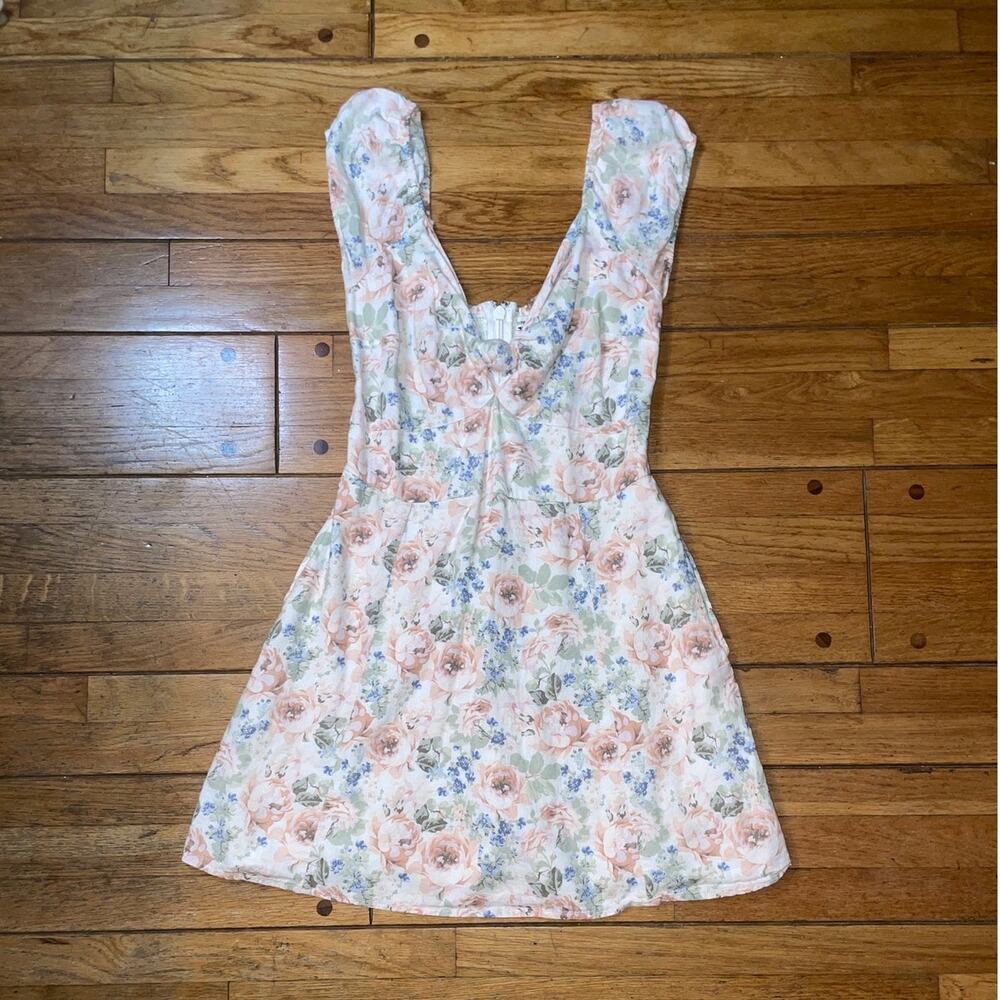 Abercrombie & Fitch Knot Front Floral Summer Mini Dress with pockets